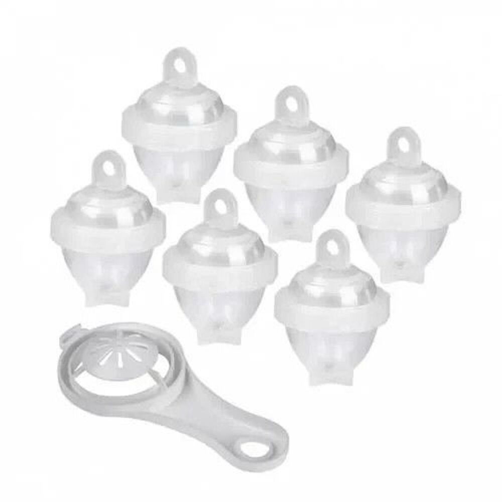 Lot of 6 Egglettes Hard Boiled Egg Cooker 6 Cups with Lids & Instruction Guide